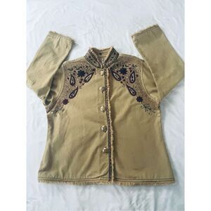 New Direction, XL, Boho Embroidered Tan Jacket